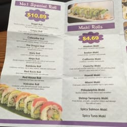 Number 1 Hibachi - Sushi Menu