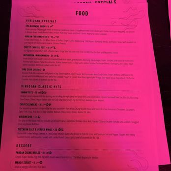 Viridian - food menu - Cocktail Bars Near Me - Oakland, California Viridian - food menu - Cocktail Bars Near Me - Oakland, California