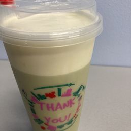 Matcha fresh milk with cheese creama on top Matcha fresh milk with cheese creama on top
