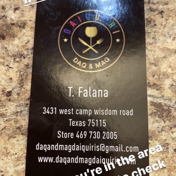 Daq and Mag Daiquiris - Business card. - Seafood Near Me - Dallas, Texas Daq and Mag Daiquiris - Business card. - Seafood Near Me - Dallas, Texas