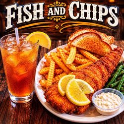 Fish & Chips with an Arnold Palmer