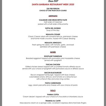Arnoldi’s Cafe - Santa Barbara Restaurant week 2020 menu - Italian Near Me - Santa Barbara, California