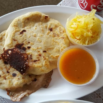 Pupusas Express - 2 pork, bean, cheese papusas. - Mexican Near Me - Herndon, Virginia