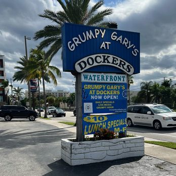 Grumpy Gary’s - a sign for grumpy gary's dockers - American Near Me - Dania Beach, Florida