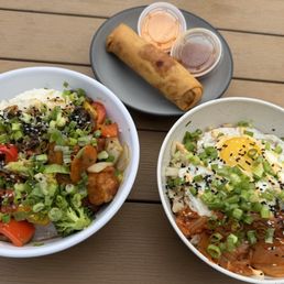 Our bowls and egg rolls