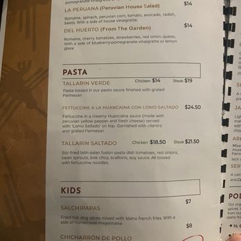 Serva Peruvian Cuisine - Menu page 2 - Peruvian Near Me - Ketchum, Idaho