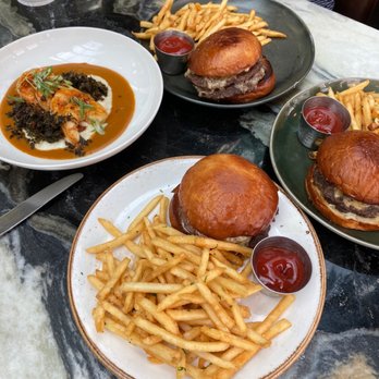 Eberly - Pork belly burger. Shrimp grits - Bars Near Me - Austin, Texas Eberly - Pork belly burger. Shrimp grits - Bars Near Me - Austin, Texas