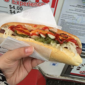European Hot Dog Experience - After adding the various sauces and toppings - Food Trucks Near Me European Hot Dog Experience - After adding the various sauces and toppings - Food Trucks Near Me