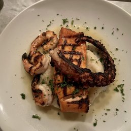 Grilled Salmon, Octopus, Shrimp On A Bed Of Garlic Mashed Potatoes