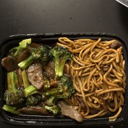 China King - Beef with broccoli combo with beef Lomein no vegetables.