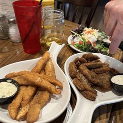 Jake’s On The Lakes - Walleye Fingers, Portobello Mushrooms, & Side Salad