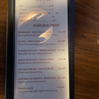 Sager-Stoneyard Pub - 2.26.2020 tap list - Brewpubs Near Me - Rochester, New York