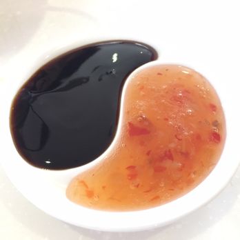 The One Restaurant - Dipping saucr, Hoisin sauce and Thai sweet chili sauce. None of the sauce tasted well with the food - Taiwanese Near Me - Burnaby, British Columbia