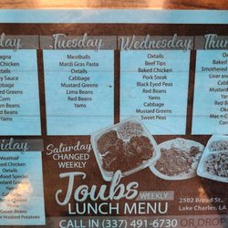 Joub’s Taste of The Boot - Menu as of January 14, 2025.