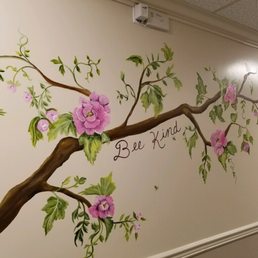 Tree branch along hallway