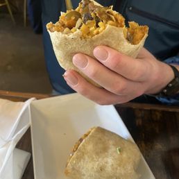 Breakfast Burrito with vegan sausage Breakfast Burrito with vegan sausage
