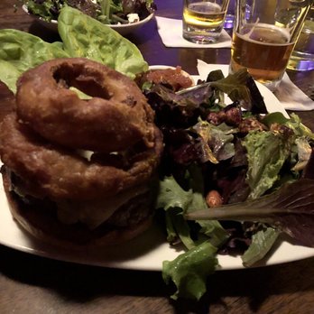 Slow Bar - Slow burger (relish on side) with salad - Lounges Near Me - Portland, Oregon