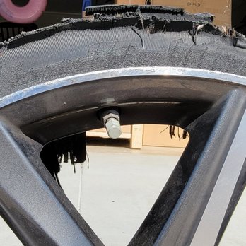 Tires Wheels Direct - Side view of blown tire and rim damage - Wheel & Rim Repair Near Me - Santa Ana, California Tires Wheels Direct - Side view of blown tire and rim damage - Wheel & Rim Repair Near Me - Santa Ana, California