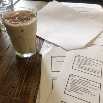 Oakhurst Café - Oakhurst Breve and my study materials - Breakfast & Brunch Near Me - Charlottesville, Virginia