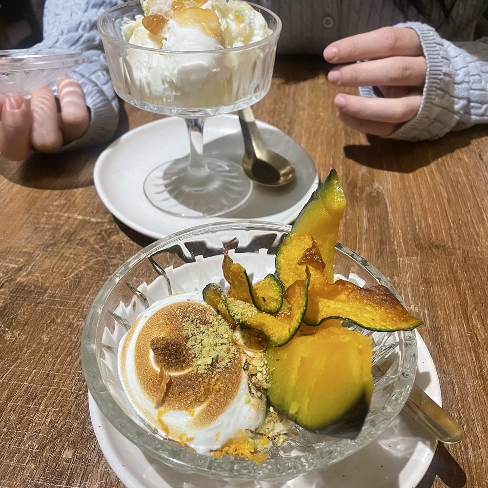 Prik Hom - Grilled sweet pumpkin and Thai custard, and young coconut ice cream - Thai Near Me - San Francisco, California Prik Hom - Grilled sweet pumpkin and Thai custard, and young coconut ice cream - Thai Near Me - San Francisco, California