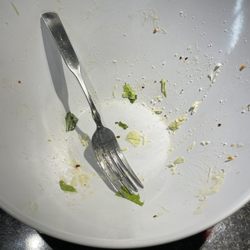 Brooklyn Pizza & Pasta - Large Caesar salad with added shrimp.  So delicious, this is all that's left!