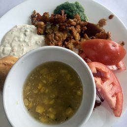 Sweet Corn Soup Veg Pakora Raita Side