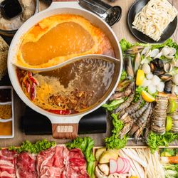 Top One Hot Pot & Asian Cuisine - Our authentic Chinese Hot Pot experience includes Wagyu Brisket, Chuck Eye Roll, Beef Eye Round, and Prime Angus Beef Slices.