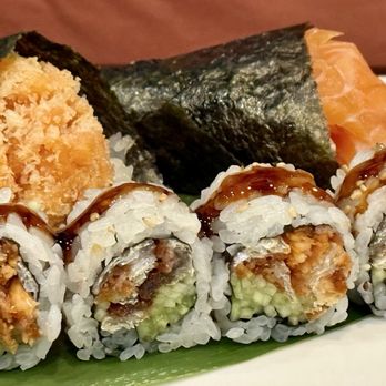 Sushi 99 - Salmon Skin and Cucumber Roll, Spicy Salmon Hand Roll, and Salmon Hand Roll - Sushi Bars Near Me - Palm Coast, Florida Sushi 99 - Salmon Skin and Cucumber Roll, Spicy Salmon Hand Roll, and Salmon Hand Roll - Sushi Bars Near Me - Palm Coast, Florida
