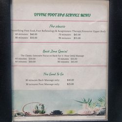 Divine Foot Spa - Price as of 10/23/2025  Incredible price for a wonderful massage!