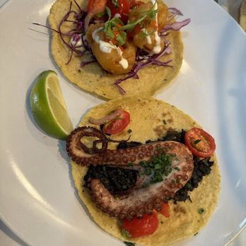 Holbox - Taco De Pulpo En Su Tinta, Baja Shrimp Taco - Latin American Near Me - Los Angeles, California