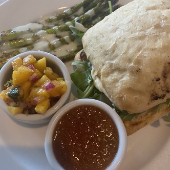 Blue Surf Cafe - Fish (Salmon) Sandwich with asparagus - Cafes Near Me - Wilmington, North Carolina Blue Surf Cafe - Fish (Salmon) Sandwich with asparagus - Cafes Near Me - Wilmington, North Carolina
