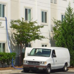 Cline Services LLC - We carry 150-250 feet of hose but sometimes have to get creative! This is a motel with 300 foot hallways.