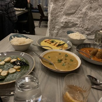 Raag - Saag paneer, mushroom curry, shrimp entree and perfect rice! - Indian Near Me - Minneapolis, Minnesota Raag - Saag paneer, mushroom curry, shrimp entree and perfect rice! - Indian Near Me - Minneapolis, Minnesota