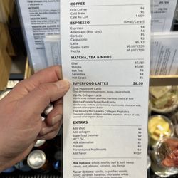 The Club at Los Gatos - Cafe menu as of 1/6/25