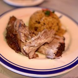 Pernil with arroz con gandules
