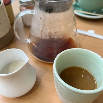 The Pots Cafe - Pour over coffee ft. Husbands mocha in the background - Cafes Near Me - Boca Raton, Florida