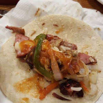 Eduardo's BBQ Steaks & Mexican Grill - Taco from a dish called Potrero. $13.99. Side of beans, fresh avocado,tortillas,rice, Bbq meat with sausage & grilled veggies on top. - Mexican Near Me - Laredo, Texas Eduardo's BBQ Steaks & Mexican Grill - Taco from a dish called Potrero. $13.99. Side of beans, fresh avocado,tortillas,rice, Bbq meat with sausage & grilled veggies on top. - Mexican Near Me - Laredo, Texas
