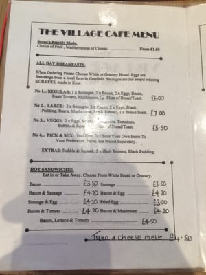 Menu photo 2 The Village Cafe Bexhill, ESX Menu photo 2 The Village Cafe Bexhill, ESX