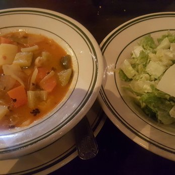 Vincenzo's Terrazza - Fresh vegetable soup and Caesar salad with parmesan and anchovies - Italian Near Me - San Dimas, California Vincenzo's Terrazza - Fresh vegetable soup and Caesar salad with parmesan and anchovies - Italian Near Me - San Dimas, California