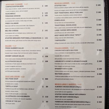 Alcatraces - Dinner Menu pg.1 - Mexican Near Me - Las Jarretaderas, NAY