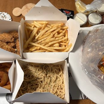 Bag O Crab - Lemon Pepper Wings, Garlic Fries, Onion Ring, Garlic Noodles and Combo 2 - Seafood Near Me - Sunnyvale, California