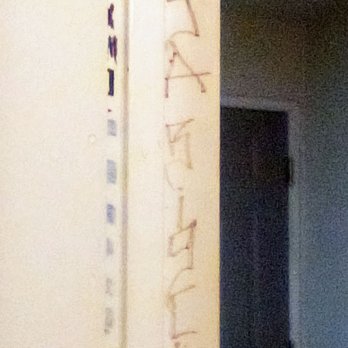 Galleria Motel - The graffiti on the wall on the bathroom door frame - Hotels Near Me - Montclair, California Galleria Motel - The graffiti on the wall on the bathroom door frame - Hotels Near Me - Montclair, California