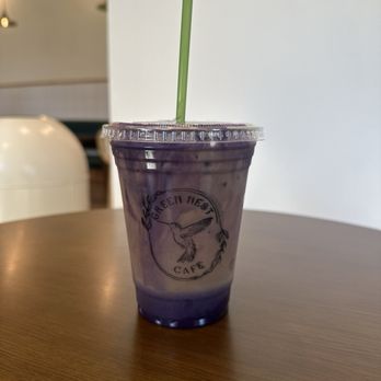 Green Nest Cafe - Iced ube latte with espresso shot - Cafes Near Me - Bedford, Texas