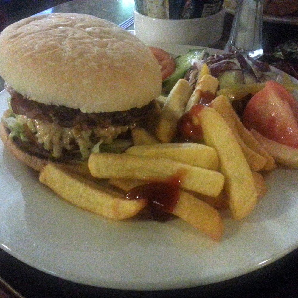 The Old Inn - Double Burger, Bacon, Cheese and Chips-recommended. - Guest Houses Near Me - Clevedon, NSM