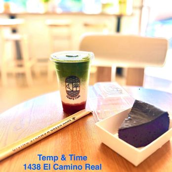 Temp & Time - Ube Burnt Basque Cheesecake  Matcha Strawberry Latte - Desserts Near Me - Menlo Park, California