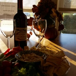 Baco Noir with the veggie/cheese and hummus platter. Baco Noir with the veggie/cheese and hummus platter.