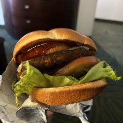 Any vegetarians out there, the "burger" was okay, but it was very bean heavy.
