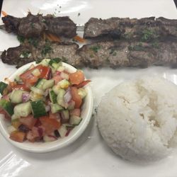 Beef shish kabob platter