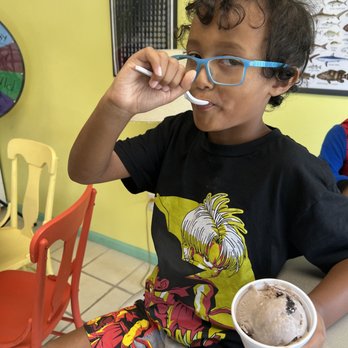 Hanks Carolina Creamery - My oldest son enjoying his cookies & cream. Fun fact, a batch of cookies & cream is made with 44 Oreo cookies! - Desserts Near Me - Monroe, North Carolina Hanks Carolina Creamery - My oldest son enjoying his cookies & cream. Fun fact, a batch of cookies & cream is made with 44 Oreo cookies! - Desserts Near Me - Monroe, North Carolina