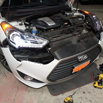Custom Audio Designs - 2016 Hyundai Veloster Turbo headlight replacement - Car Stereo Installation Near Me - Walnut, California